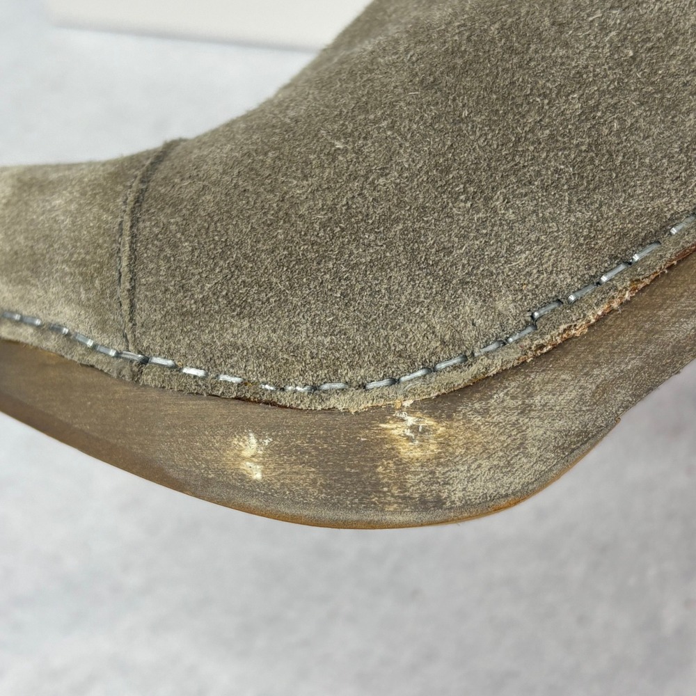 Jeffrey Campbell Womens Sz 8 Taupe Suede Clog Buckle Accent Heeled Mules Shoes - Picture 4 of 8